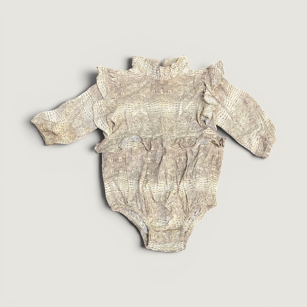 Kate Quinn 3-6 Months Snake Print Bamboo Ruffle‎ Bubble Romper
